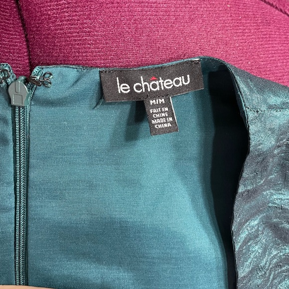 Le chateau teal green semi formal dress. Ruffle bodycon midi dress. - Picture 9 of 12